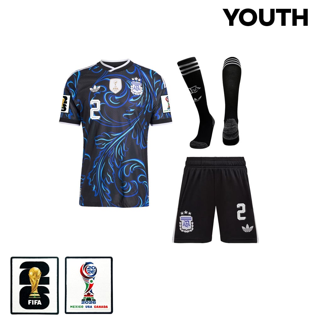 Leandro Paredes 5 Argentina 2026 YOUTH Away Kit Set – Black