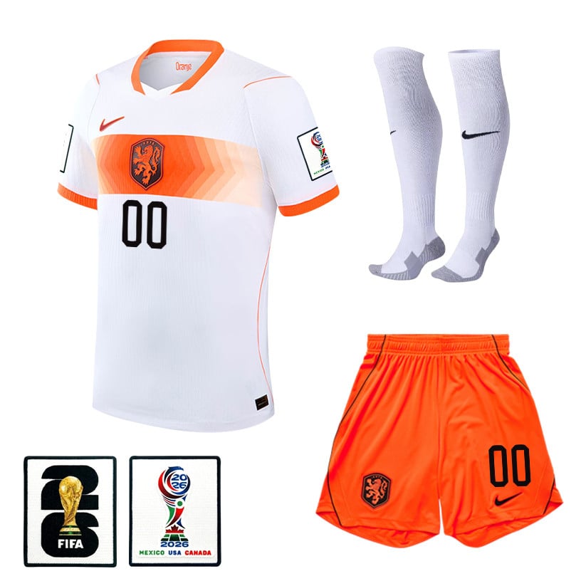 Netherlands 2026 Away Men Kit Set - Personalized - White