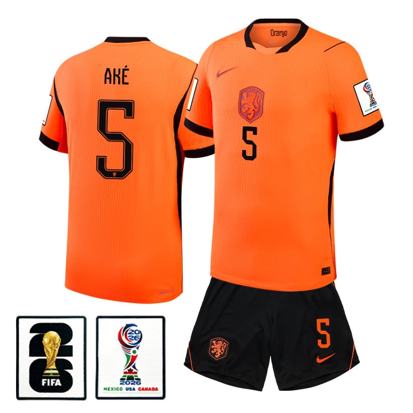 Nathan Aké 5 Netherlands 2026 Home Men Jersey & Shorts Set – Orange