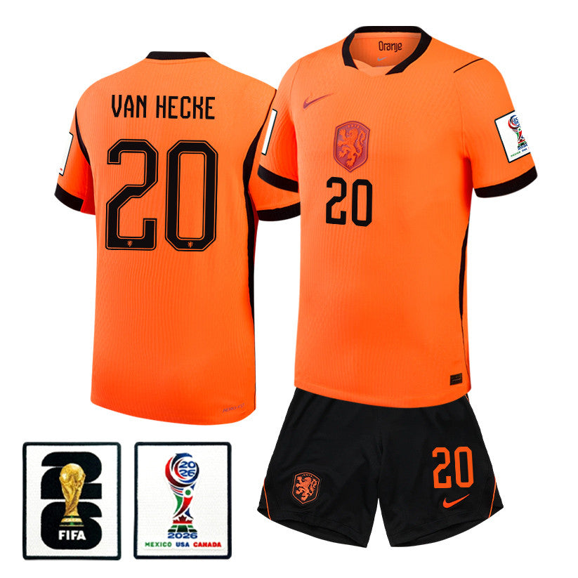 Jan Paul van Hecke 20 Netherlands 2026 Home Men Jersey & Shorts Set – Orange