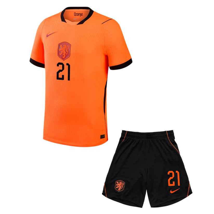 Frenkie de Jong 21 Netherlands 2026 Home Men Jersey & Shorts Set – Orange