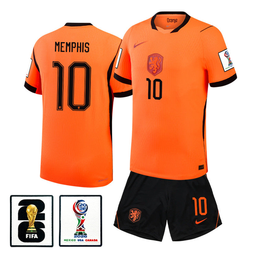 Memphis Depay 10 Netherlands 2026 Home Men Jersey & Shorts Set – Orange