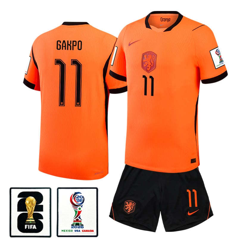 Cody Gakpo 11 Netherlands 2026 Home Men Jersey & Shorts Set – Orange