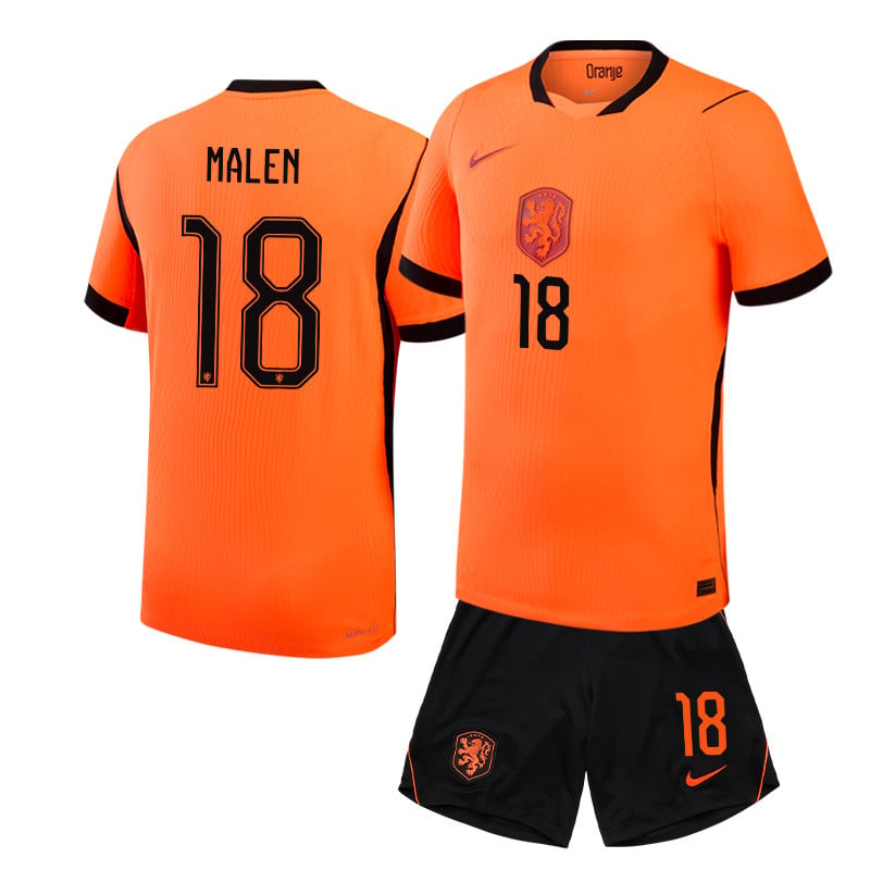 Donyell Malen 18 Netherlands 2026 Home Men Jersey & Shorts Set – Orange