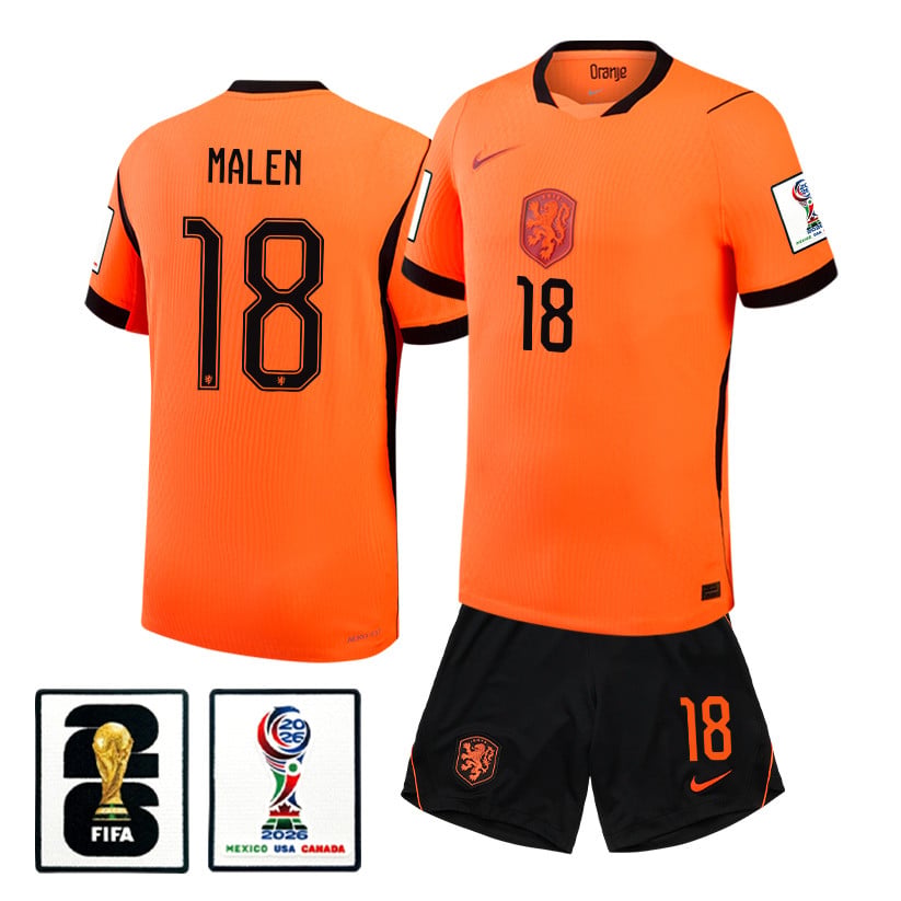 Donyell Malen 18 Netherlands 2026 Home Men Jersey & Shorts Set – Orange