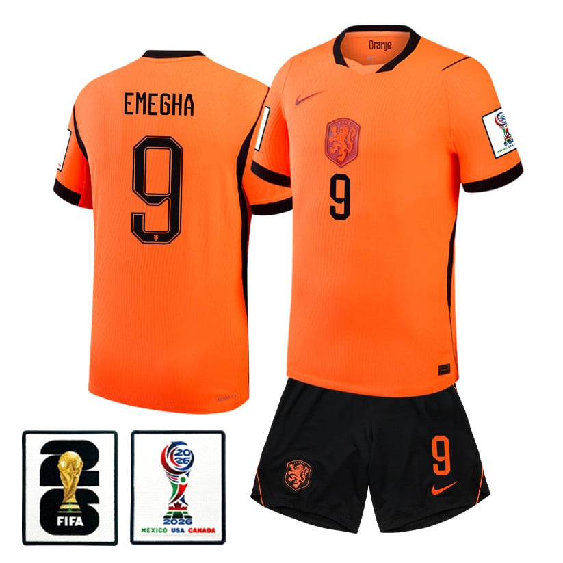 Emmanuel Emegha 9 Netherlands 2026 Home Men Jersey & Shorts Set – Orange