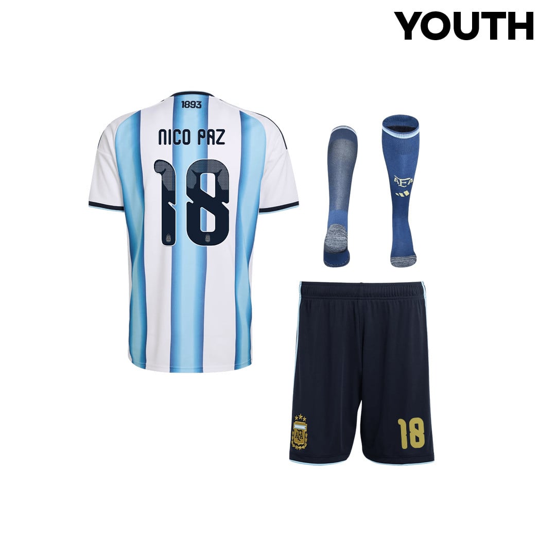 Nico Paz 18 Argentina 2026 YOUTH Home Kit Set – White