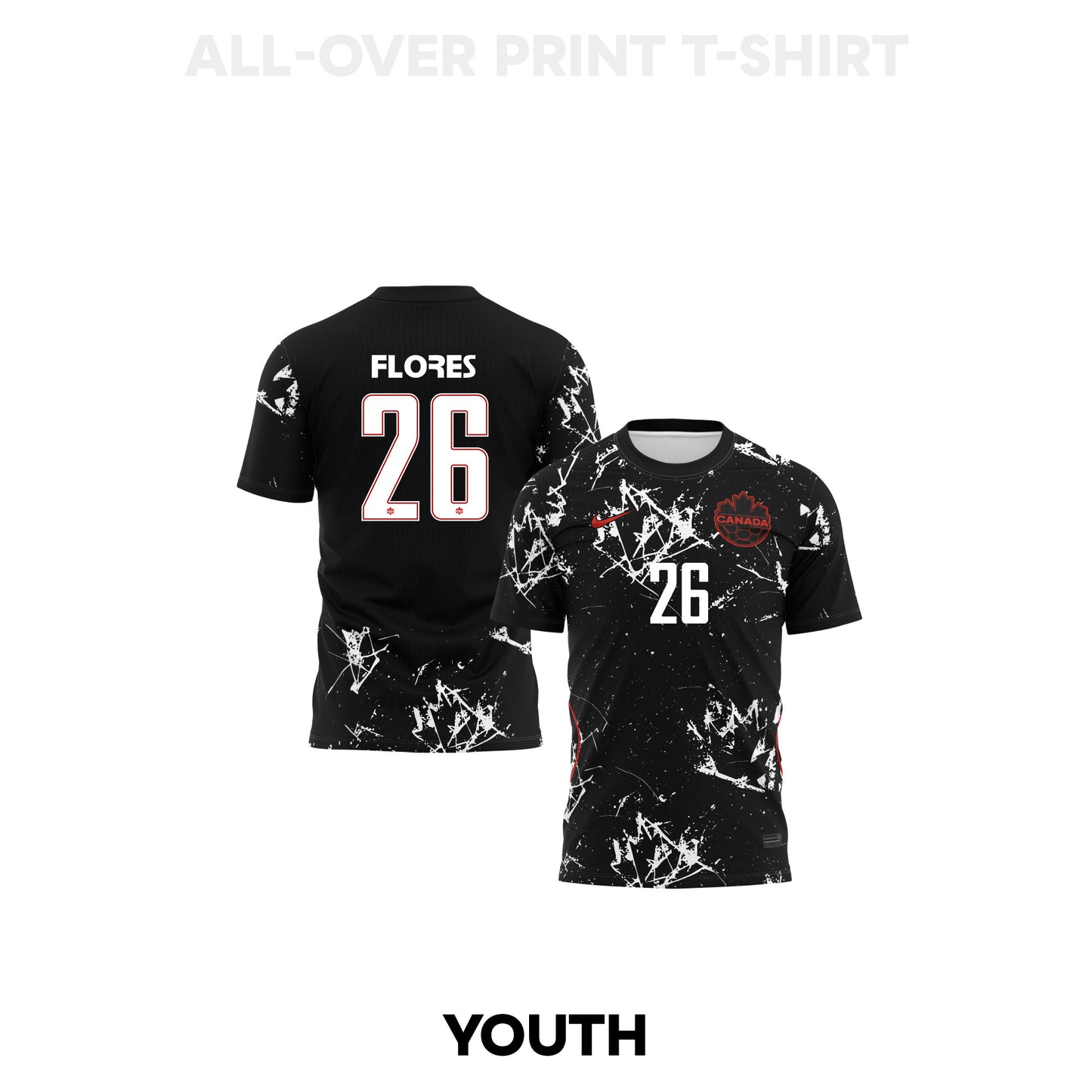Marcelo Flores 26 Youth Canada 2026 Away 3D T-shirt Fully Printed – Black