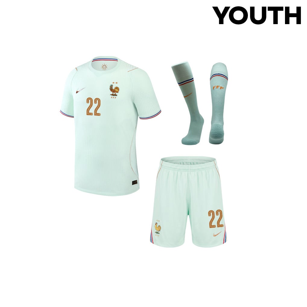 Theo Hernández 22 France 2026 YOUTH Away Kit Set – Green