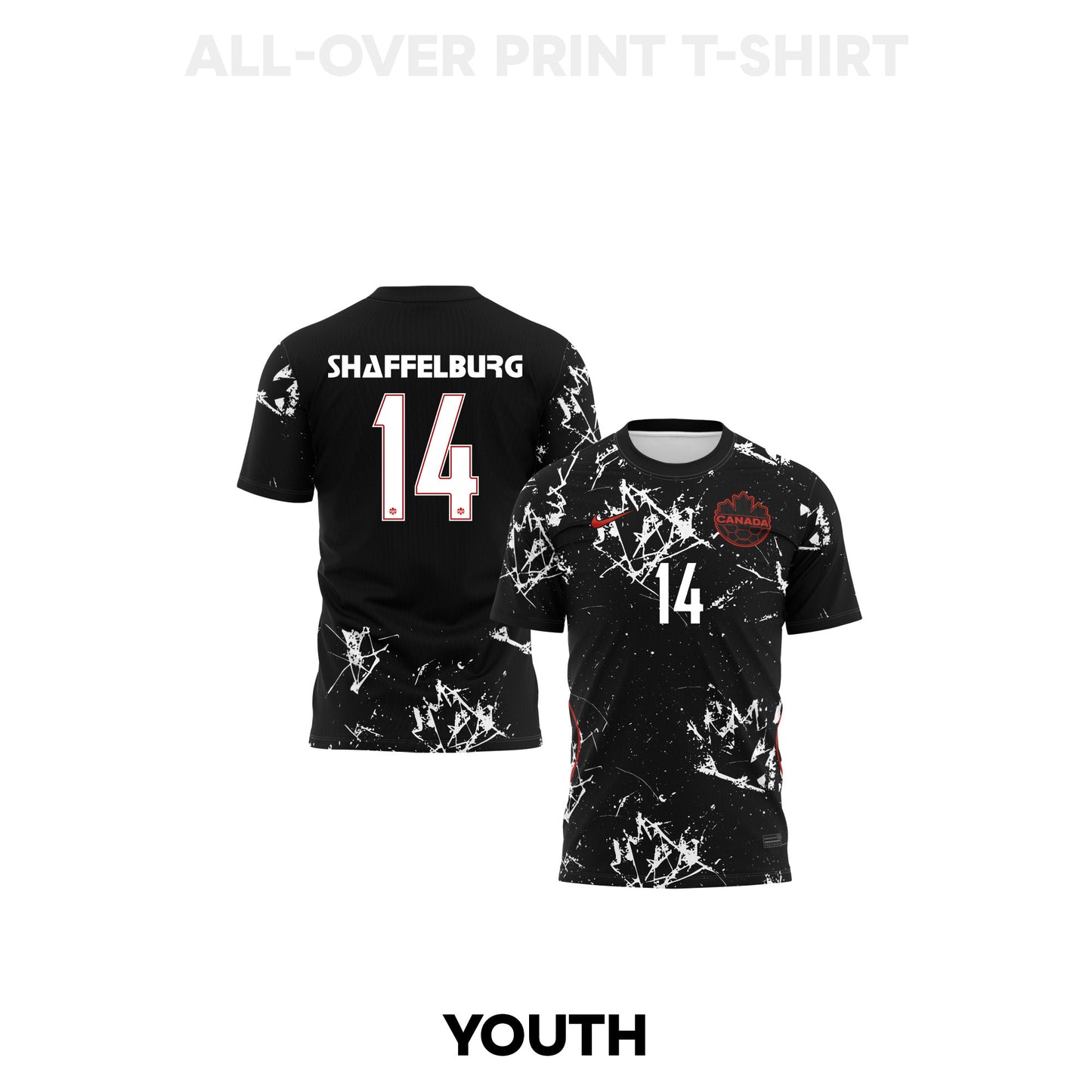 Jacob Shaffelburg 14 Youth Canada 2026 Away 3D T-shirt Fully Printed – Black