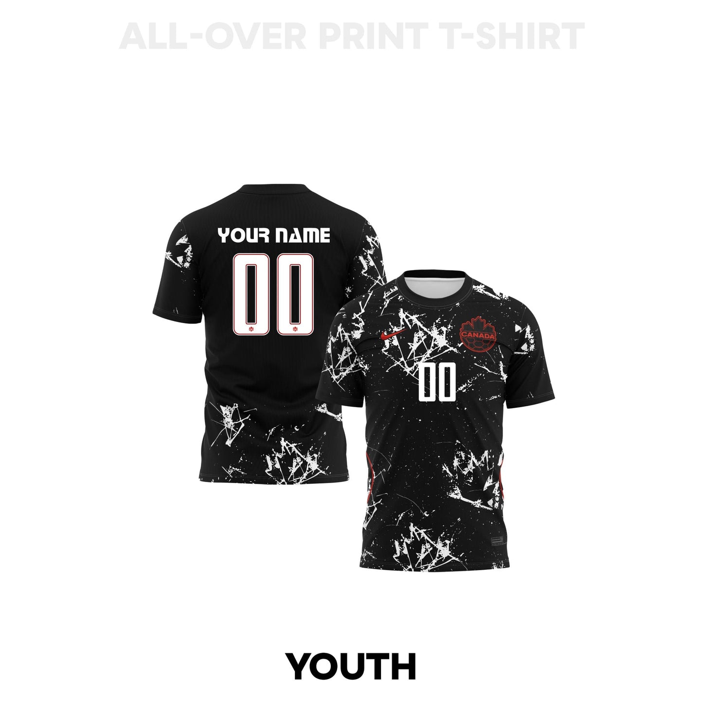 Canada 2026 Youth Away 3D T-shirt Fully Printed – Personalized – Black