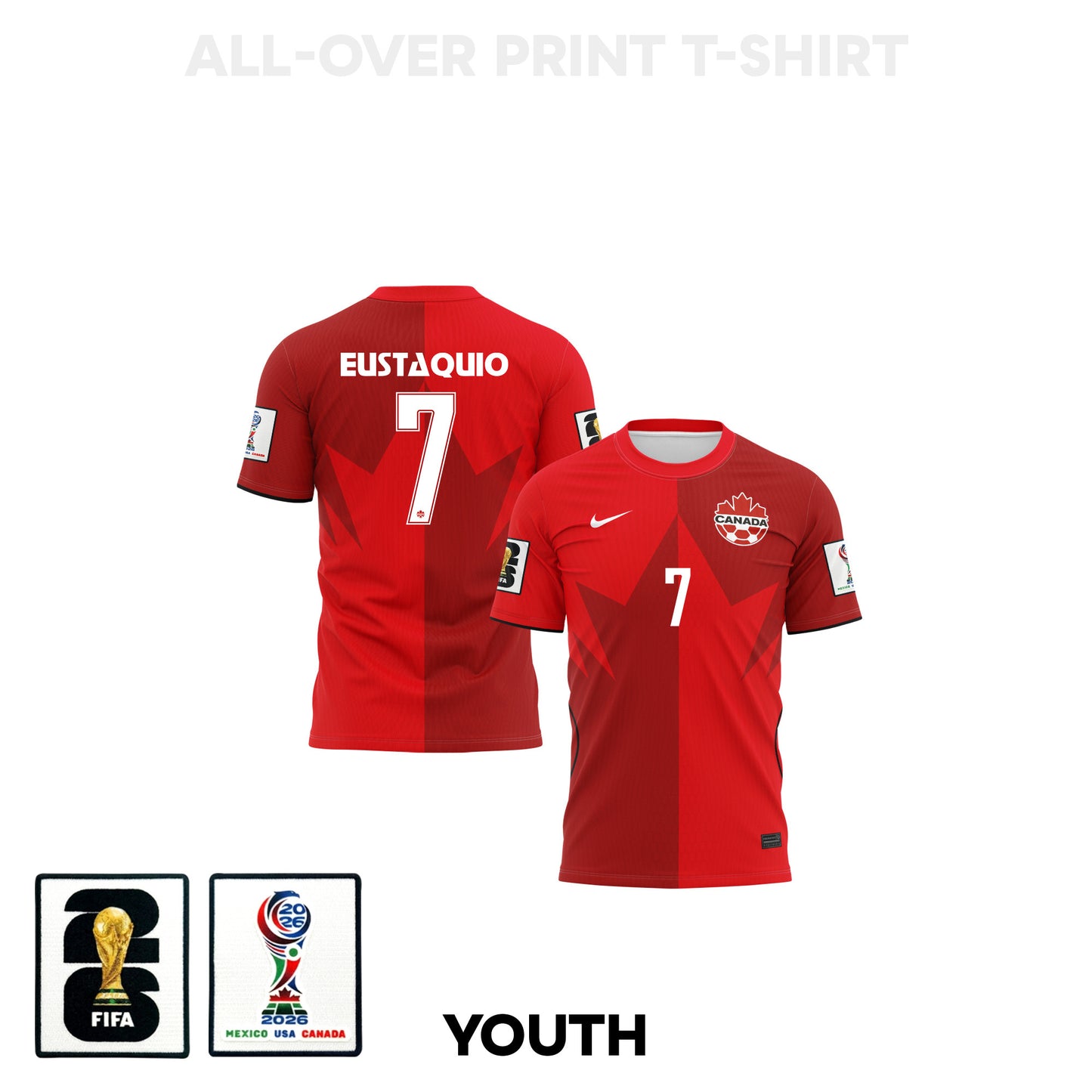 Stephen Eustáquio 7 Youth Canada 2026 Home 3D T-shirt Fully Printed – Red