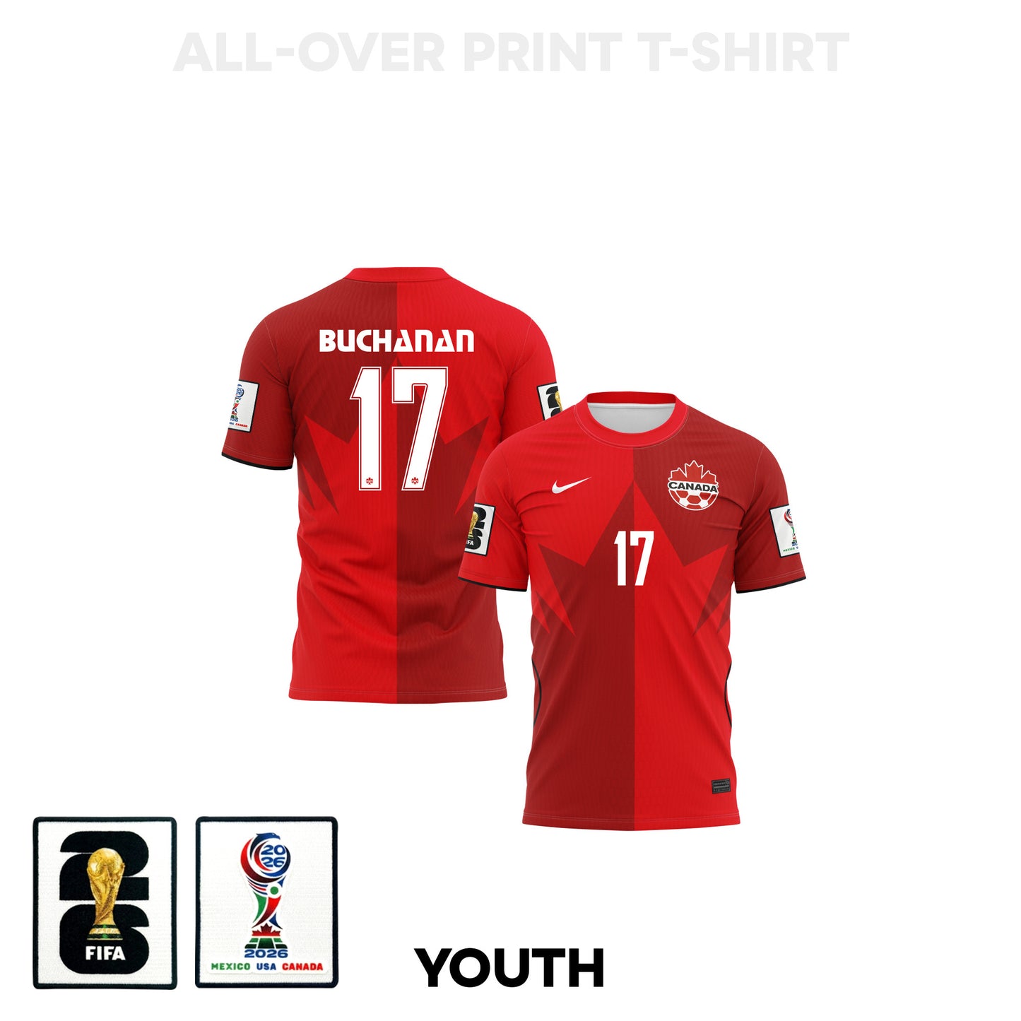 Kadeisha Buchanan 17 Youth Canada 2026 Home 3D T-shirt Fully Printed – Red