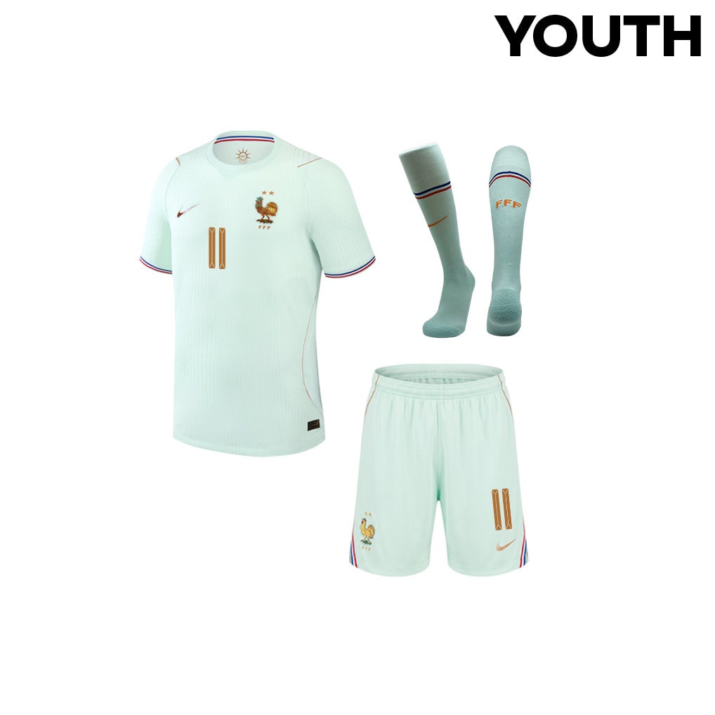 Ousmane Dembélé 11 France 2026 YOUTH Away Kit Set – Green