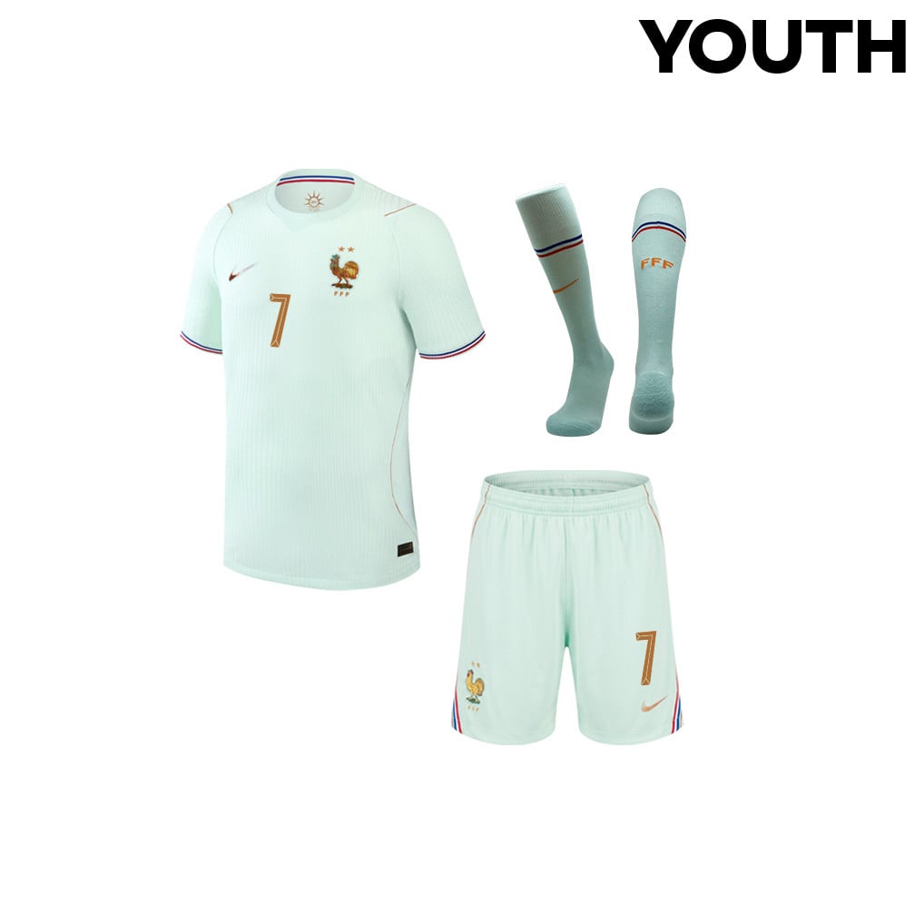 Antoine Griezmann 7 France 2026 YOUTH Away Kit Set – Green