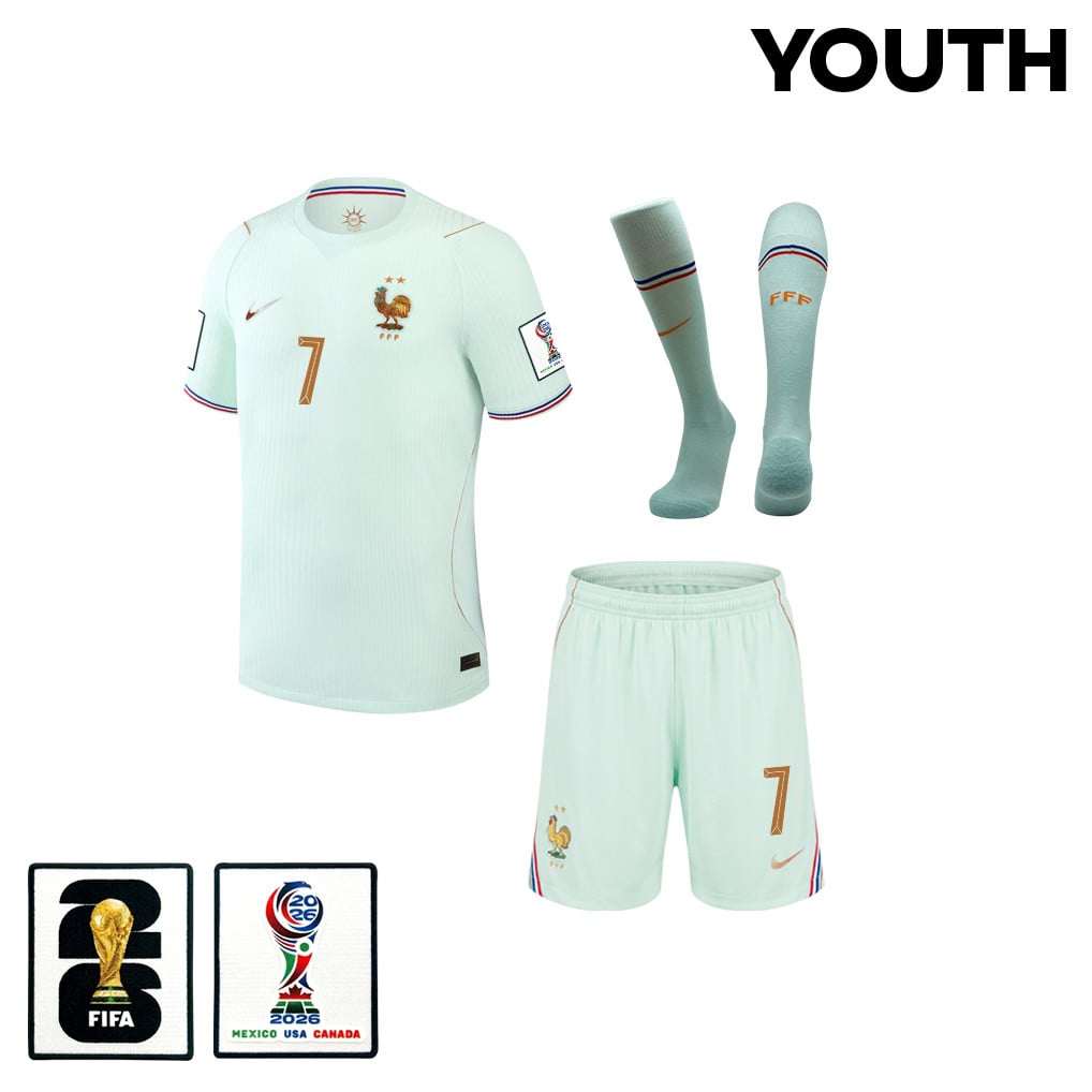 Antoine Griezmann 7 France 2026 YOUTH Away Kit Set – Green