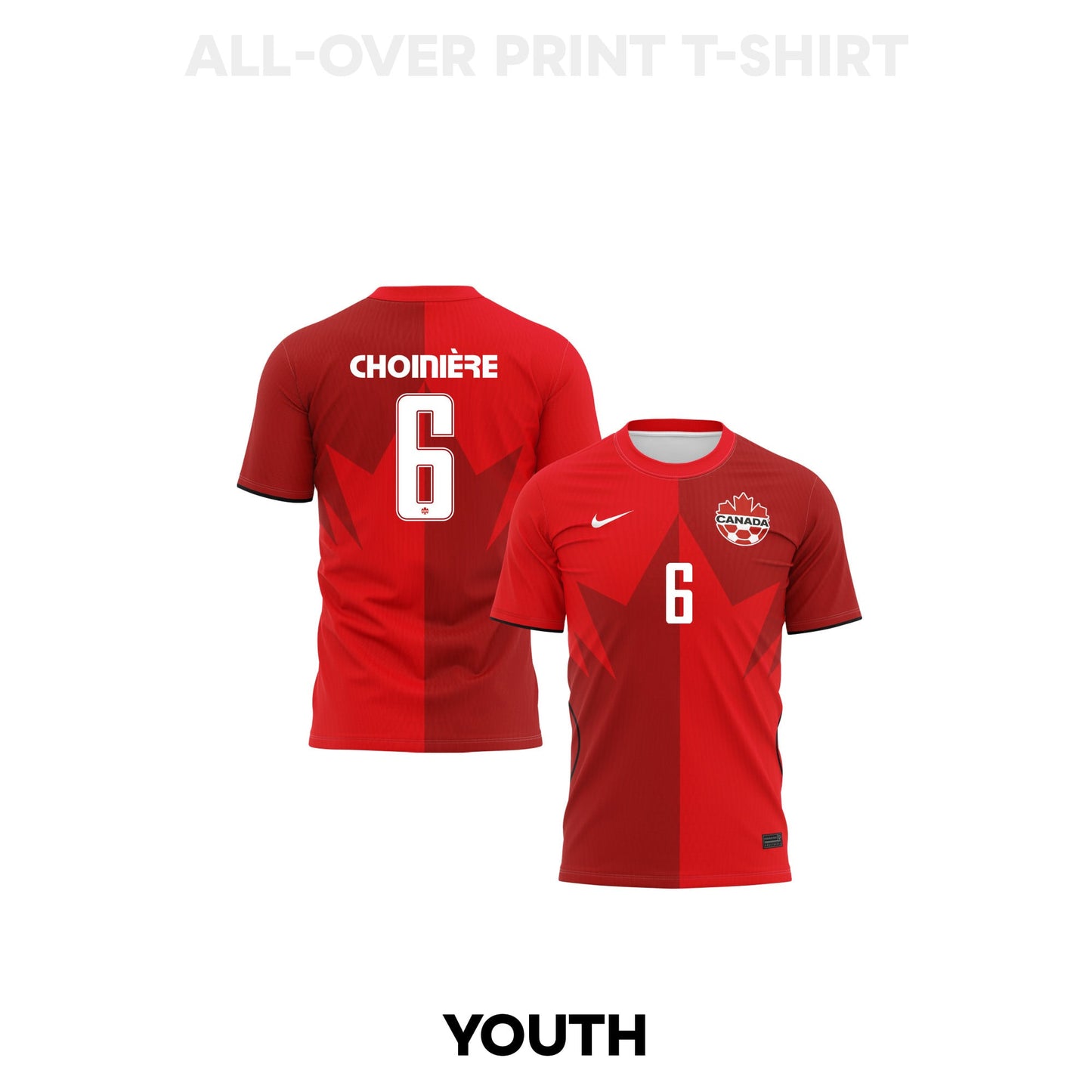 Mathieu Choinière 6 Youth Canada 2026 Home 3D T-shirt Fully Printed – Red