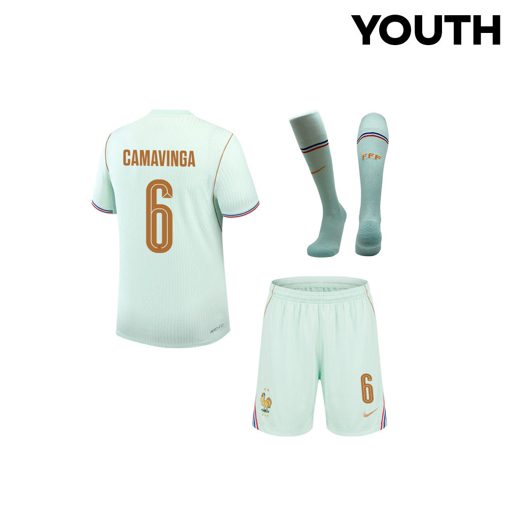 Eduardo Camavinga 6 France 2026 YOUTH Away Kit Set – Green