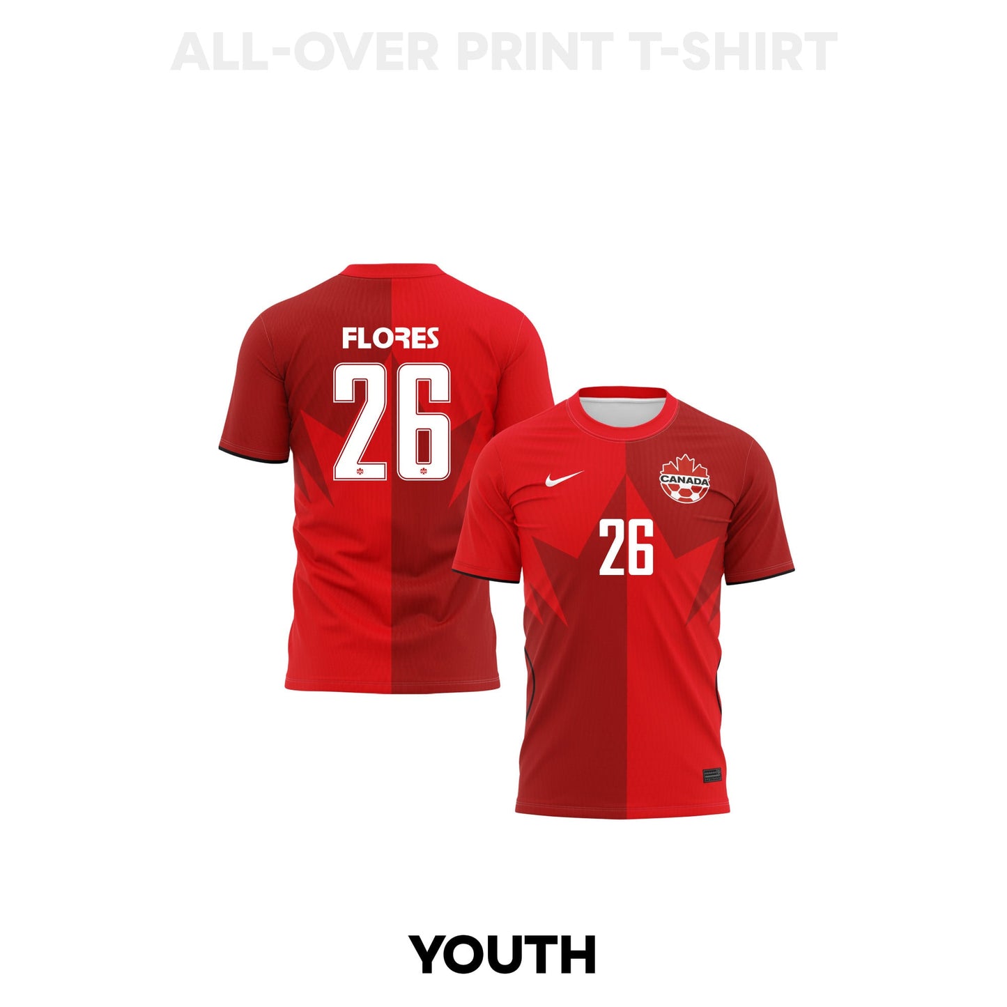 Marcelo Flores 26 Youth Canada 2026 Home 3D T-shirt Fully Printed – Red