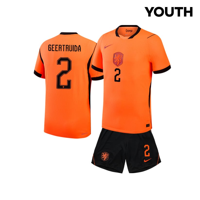 Lutsharel Geertruida 2 Netherlands 2026 YOUTH Home Jersey & Shorts Set - Orange