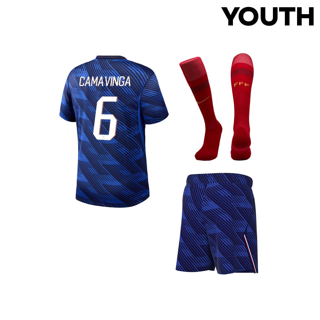 Eduardo Camavinga 6 France 2026 YOUTH Home Kit Set – Blue