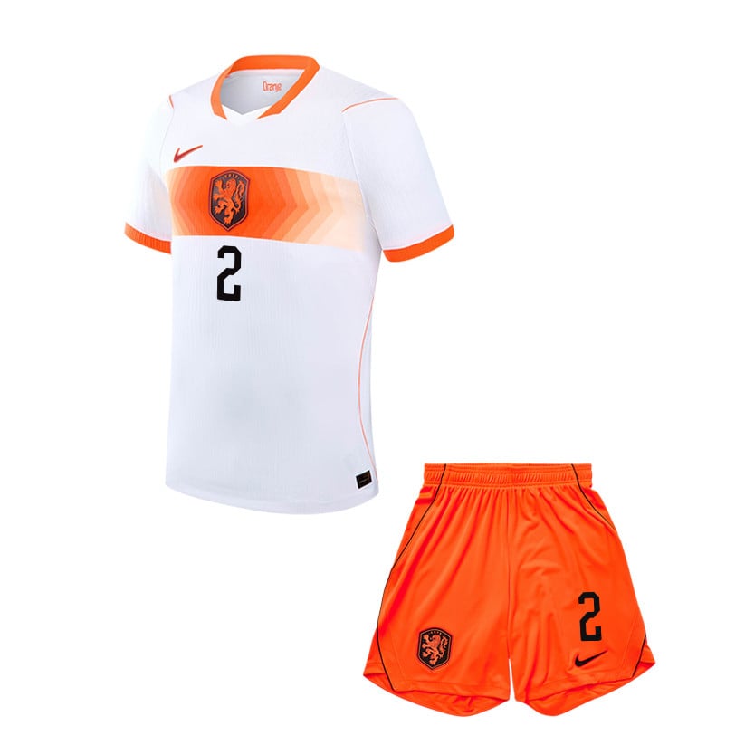 Lutsharel Geertruida 2 Netherlands 2026 YOUTH Away Jersey & Shorts Set - White
