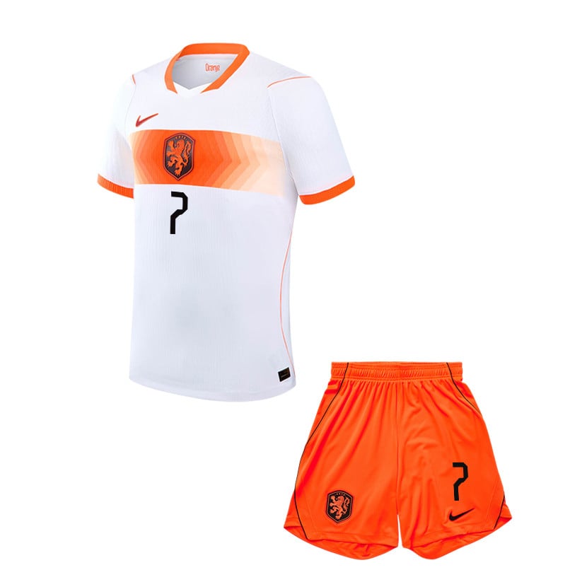 Xavi Simons 7 Netherlands 2026 YOUTH Away Jersey & Shorts Set - White