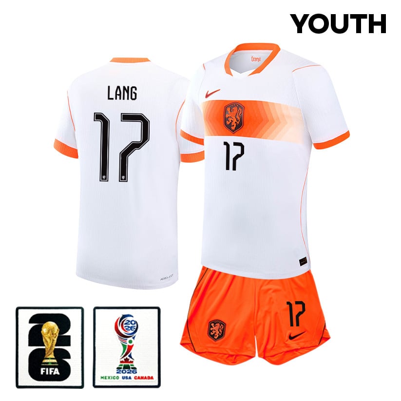 Noa Lang 17 Netherlands 2026 YOUTH Away Jersey & Shorts Set - White