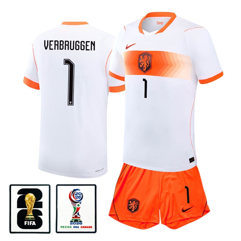 Bart Verbruggen 1 Netherlands 2026 Away Men Jersey & Shorts Set – White