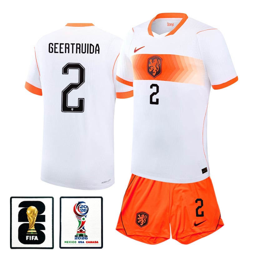 Lutsharel Geertruida 2 Netherlands 2026 Away Men Jersey & Shorts Set – White
