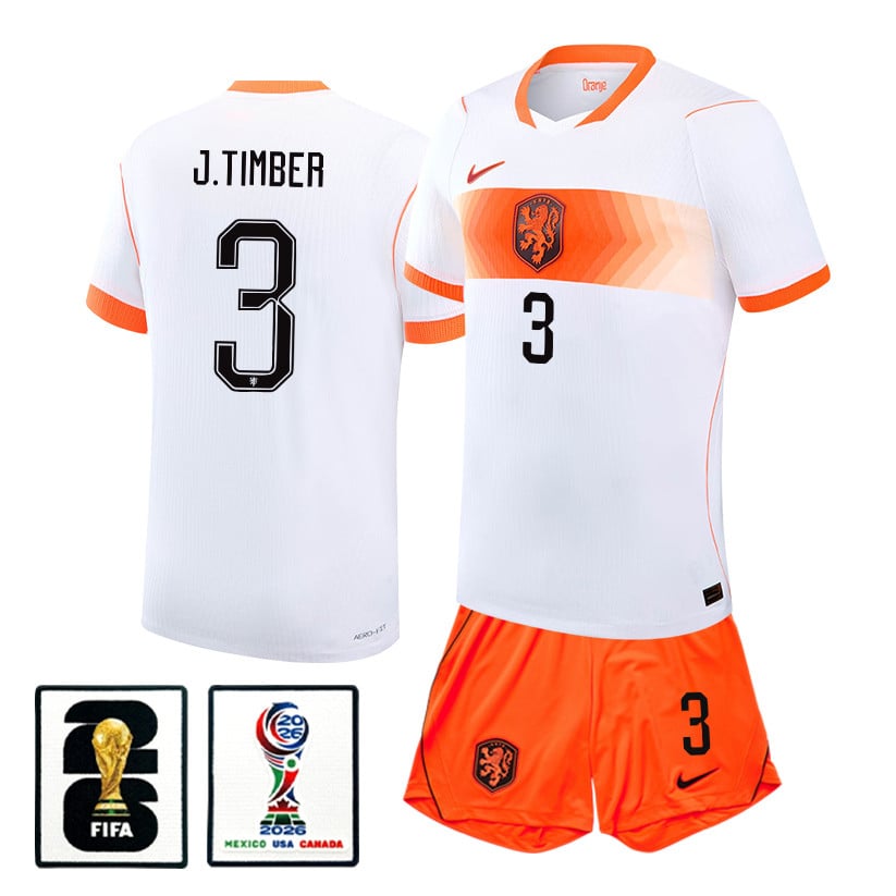 Jurriën Timber 3 Netherlands 2026 Away Men Jersey & Shorts Set – White