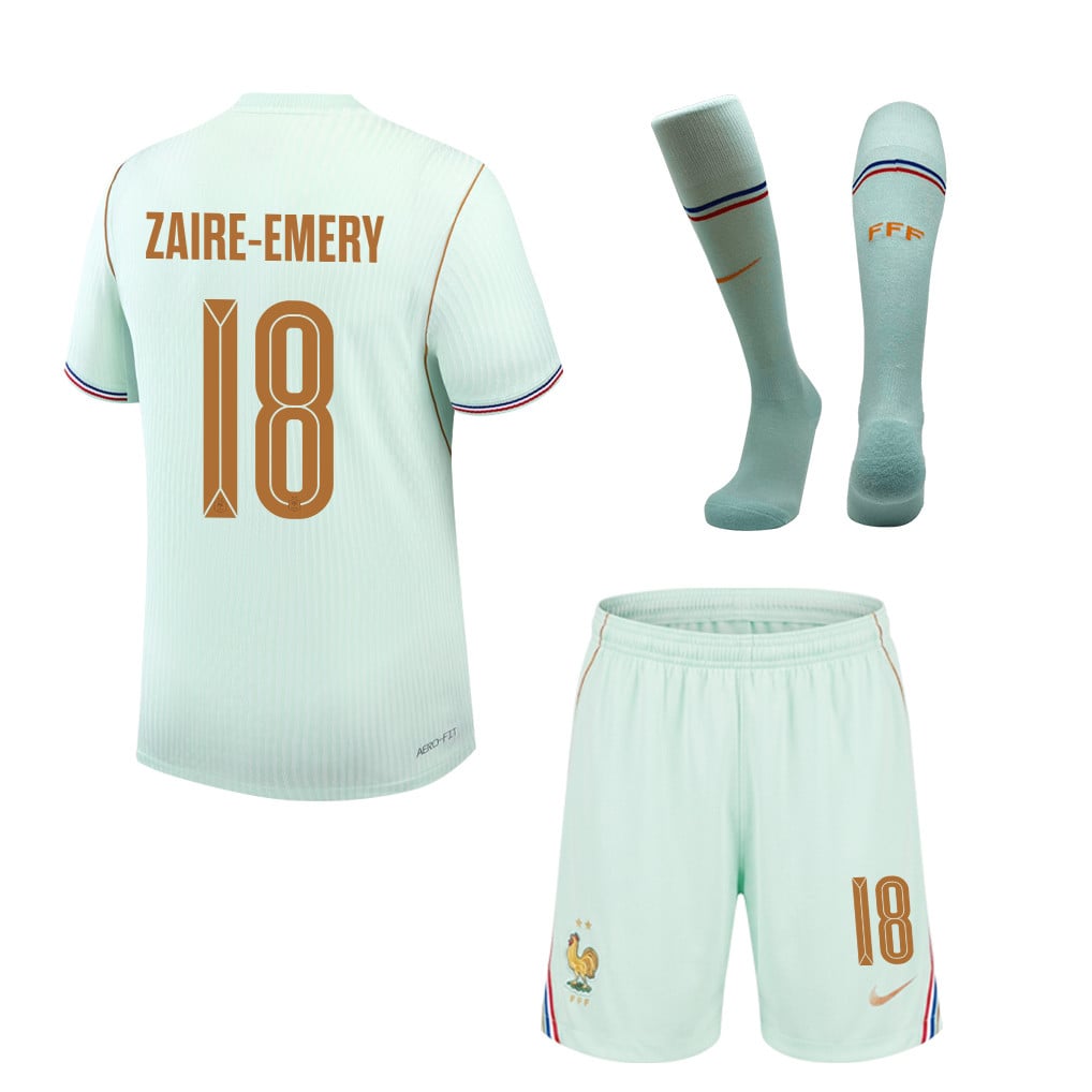 Warren Zaïre-Emery 18 France 2026 Away Men Kit Set – Green