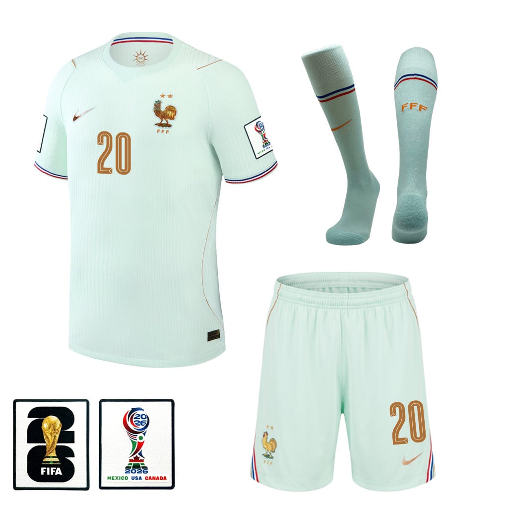Bradley Barcola 20 France 2026 Away Men Kit Set – Green