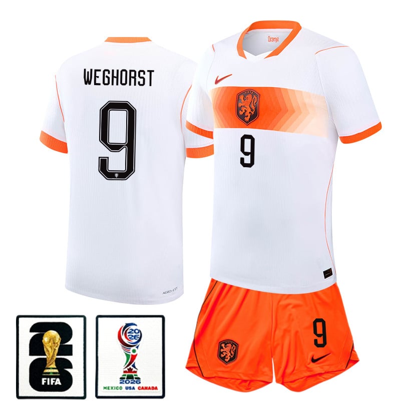 Wout Weghorst 9 Netherlands 2026 Away Men Jersey & Shorts Set – White