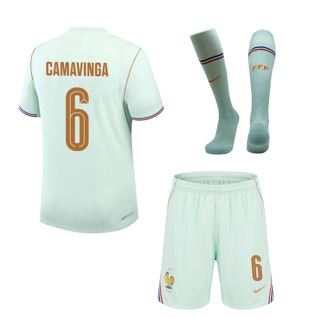 Eduardo Camavinga 6 France 2026 Away Men Kit Set – Green