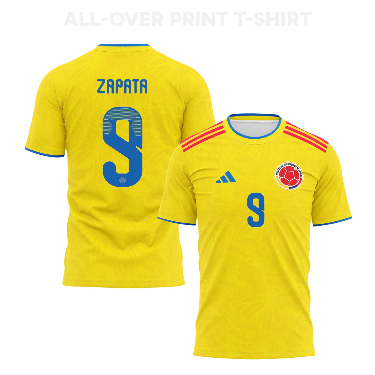 Duván Zapata 9 Colombia 2026 Home 3D T-Shirt Fully Printed – Unisex, Yellow
