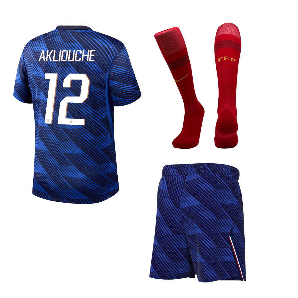 Maghnes Akliouche 12 France 2026 Home Men Kit Set – Blue