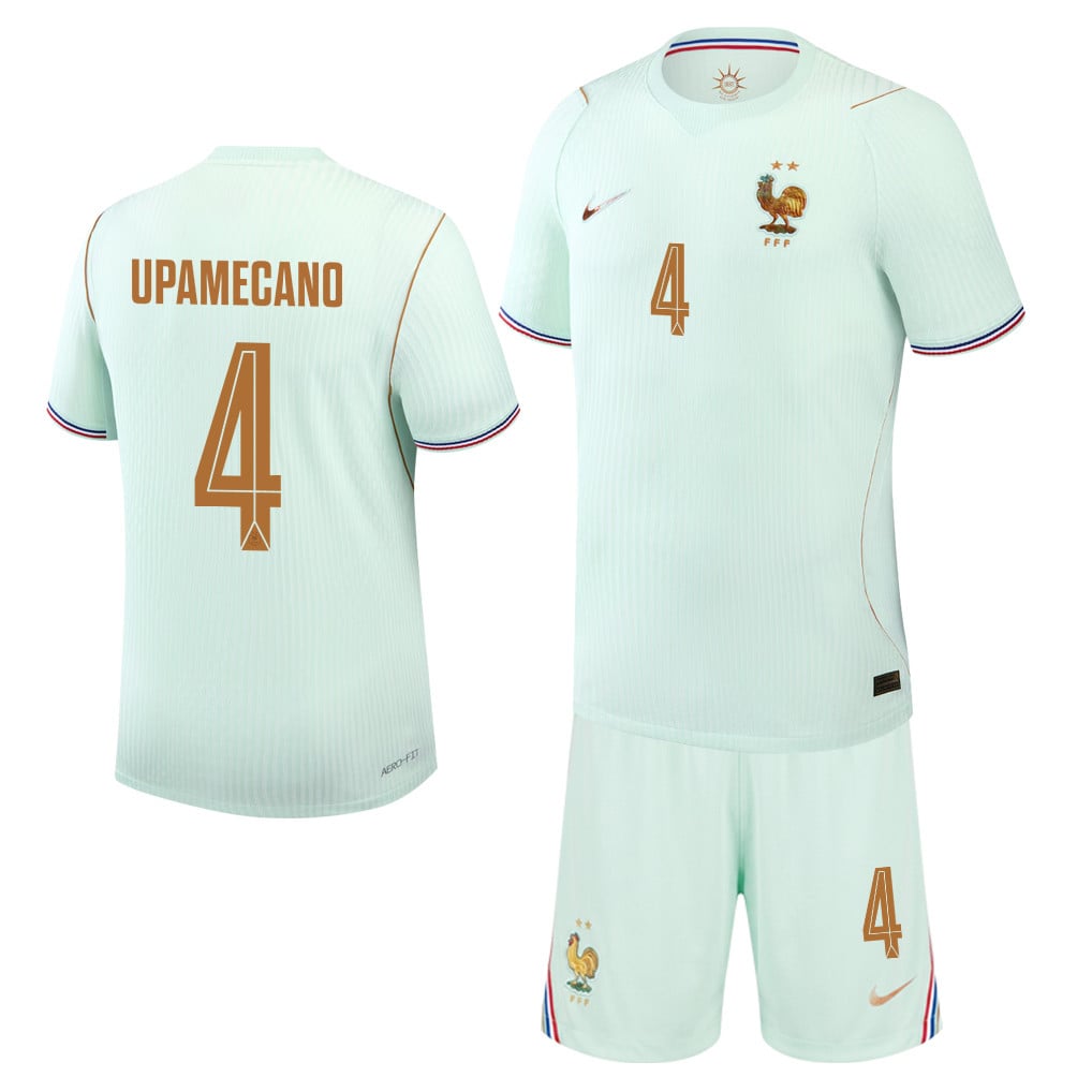 Dayot Upamecano 4 France 2026 Away Men Jersey & Shorts Set – Green