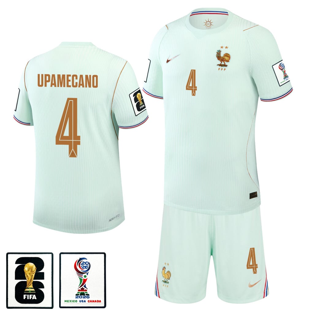 Dayot Upamecano 4 France 2026 Away Men Jersey & Shorts Set – Green