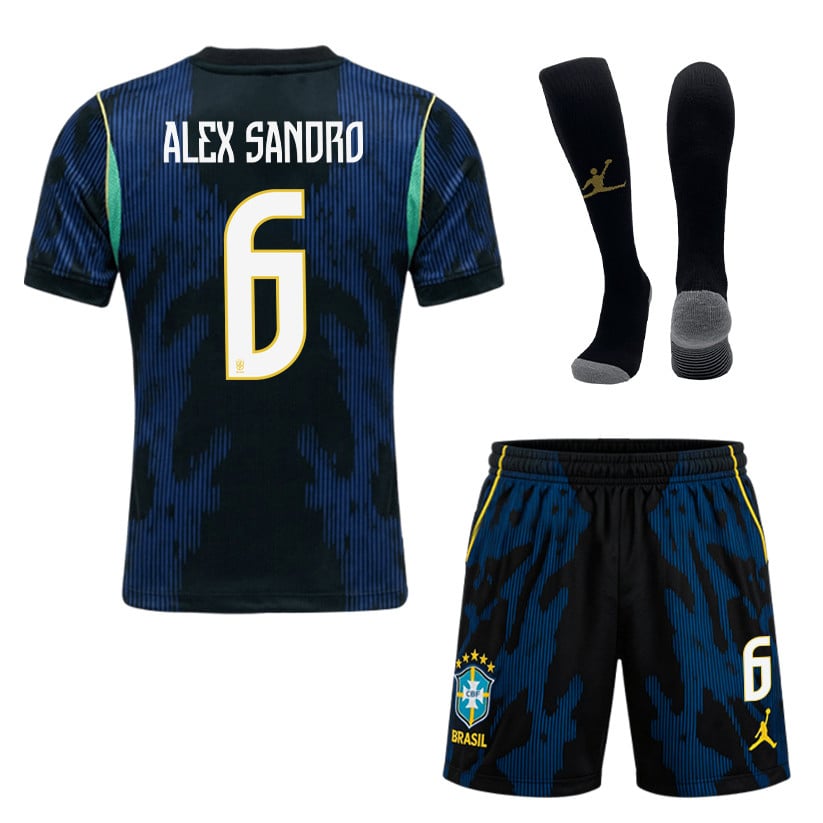Alex Sandro 6 Brazil 2026 Away Men Kit Set – Blue