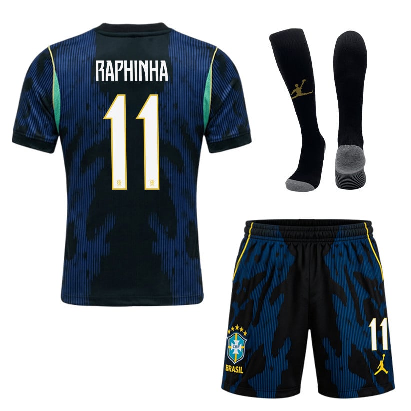 Raphinha 11 Brazil 2026 Away Men Kit Set – Blue
