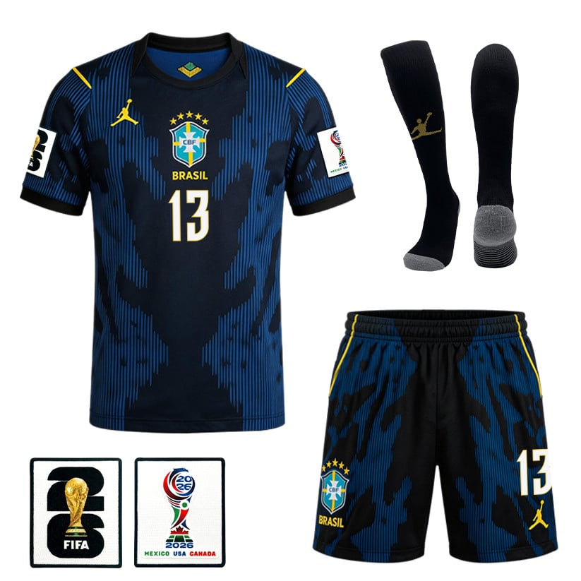 Wesley França 13 Brazil 2026 Away Men Kit Set – Blue