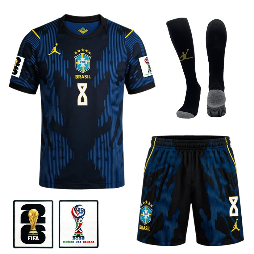 Lucas Paquetá 8 Brazil 2026 Away Men Kit Set – Blue