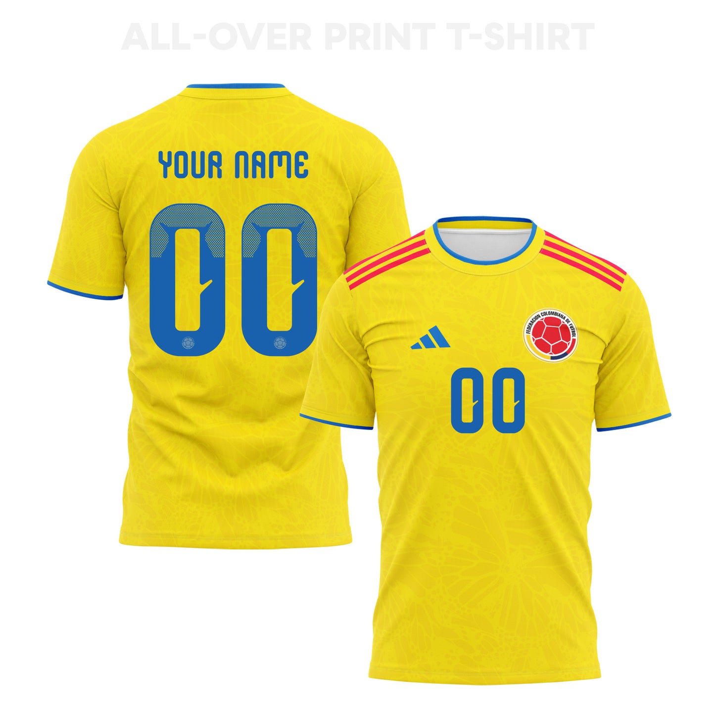 Colombia 2026 Home 3D T-Shirt Fully Printed – Personalized – Unisex, Yellow