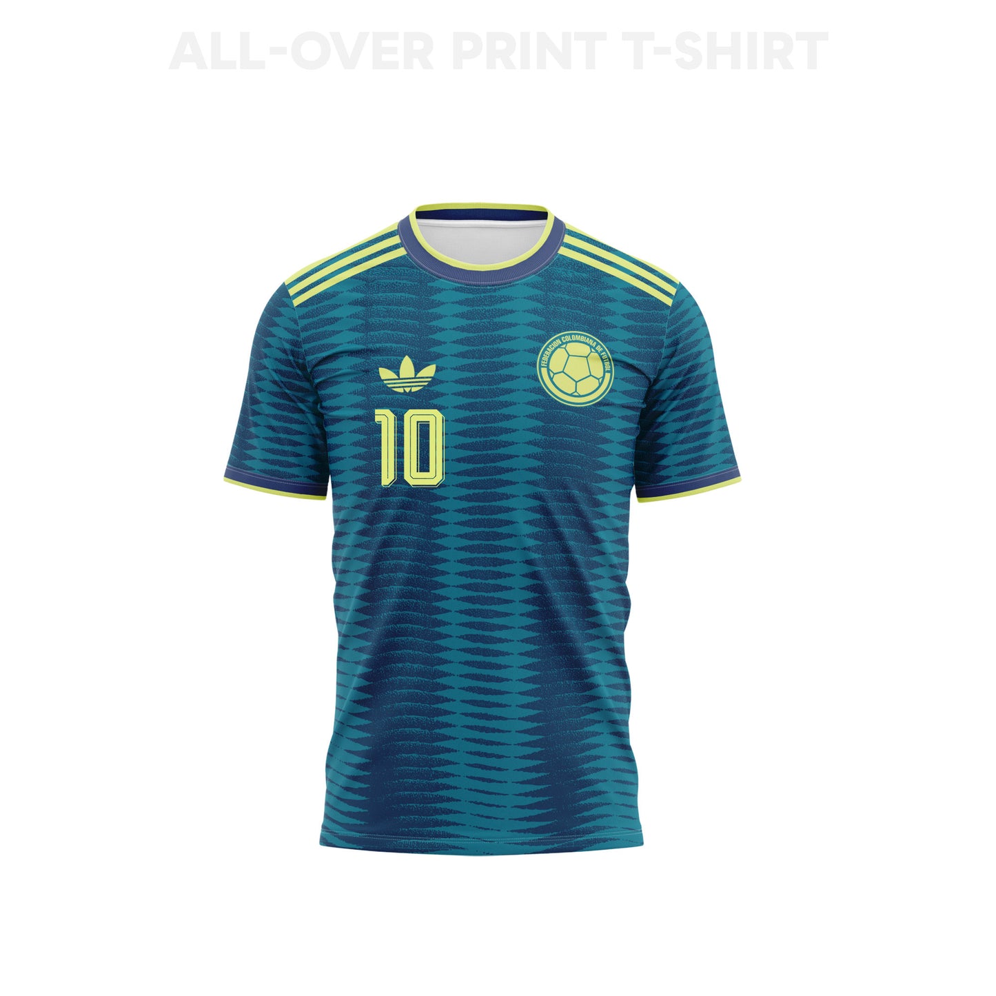 James Rodriguez 10 Youth Colombia 2026 Away 3D T-shirt Fully Printed – Turquoise