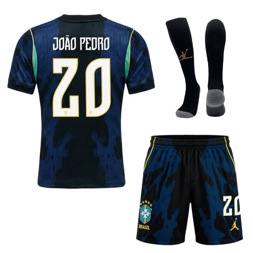 João Pedro 20 Brazil 2026 Away Men Kit Set – Blue