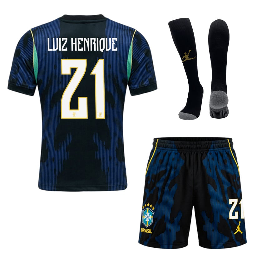 Luiz Henrique 21 Brazil 2026 Away Men Kit Set – Blue