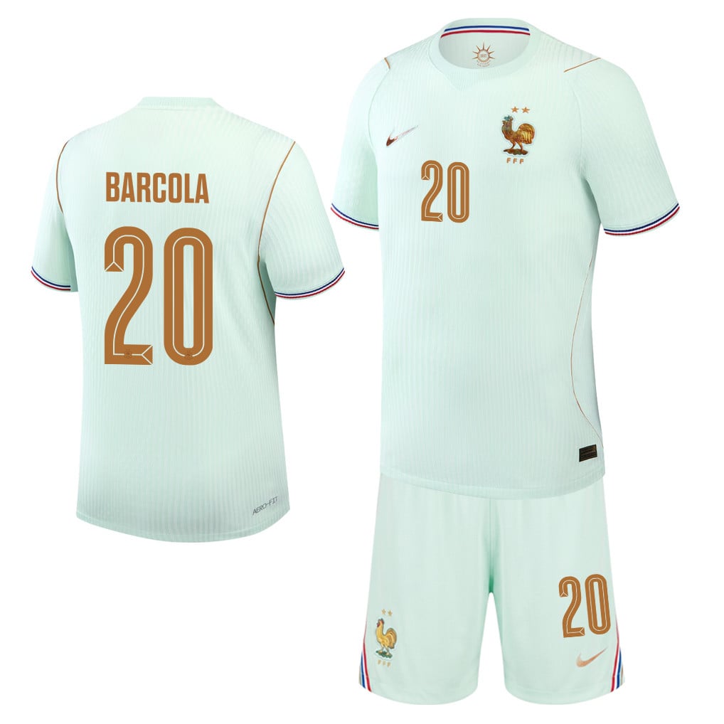 Bradley Barcola 20 France 2026 Away Men Jersey & Shorts Set – Green