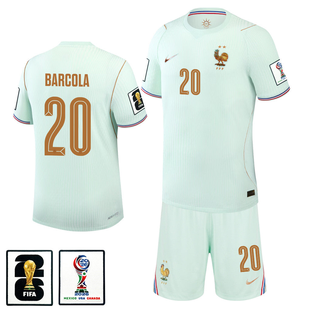 Bradley Barcola 20 France 2026 Away Men Jersey & Shorts Set – Green