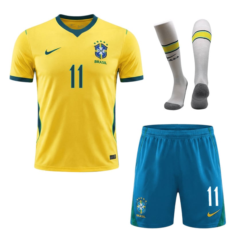 Raphinha 11 Brazil 2026 Home Men Kit Set – Yellow